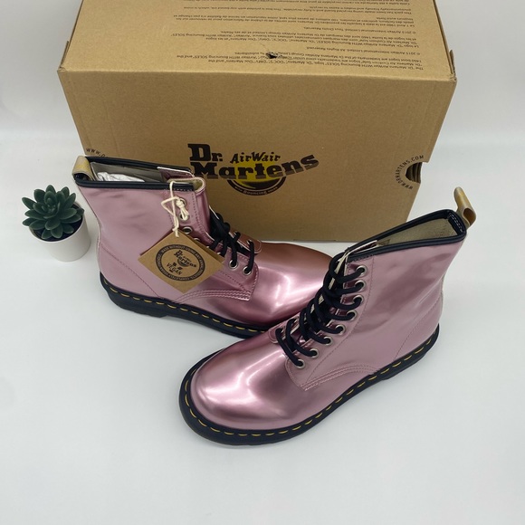 Dr.Martens -Pink Goldmix  1460 Smooth Vegan Leather - Picture 10 of 12